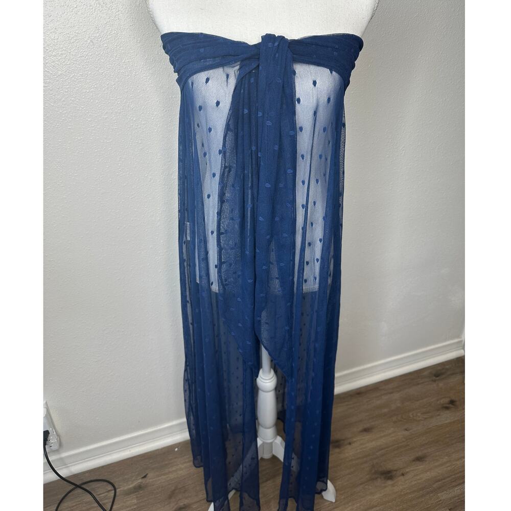 Ancora Navy Blue Polka Dot Sheer Scarf Wrap
